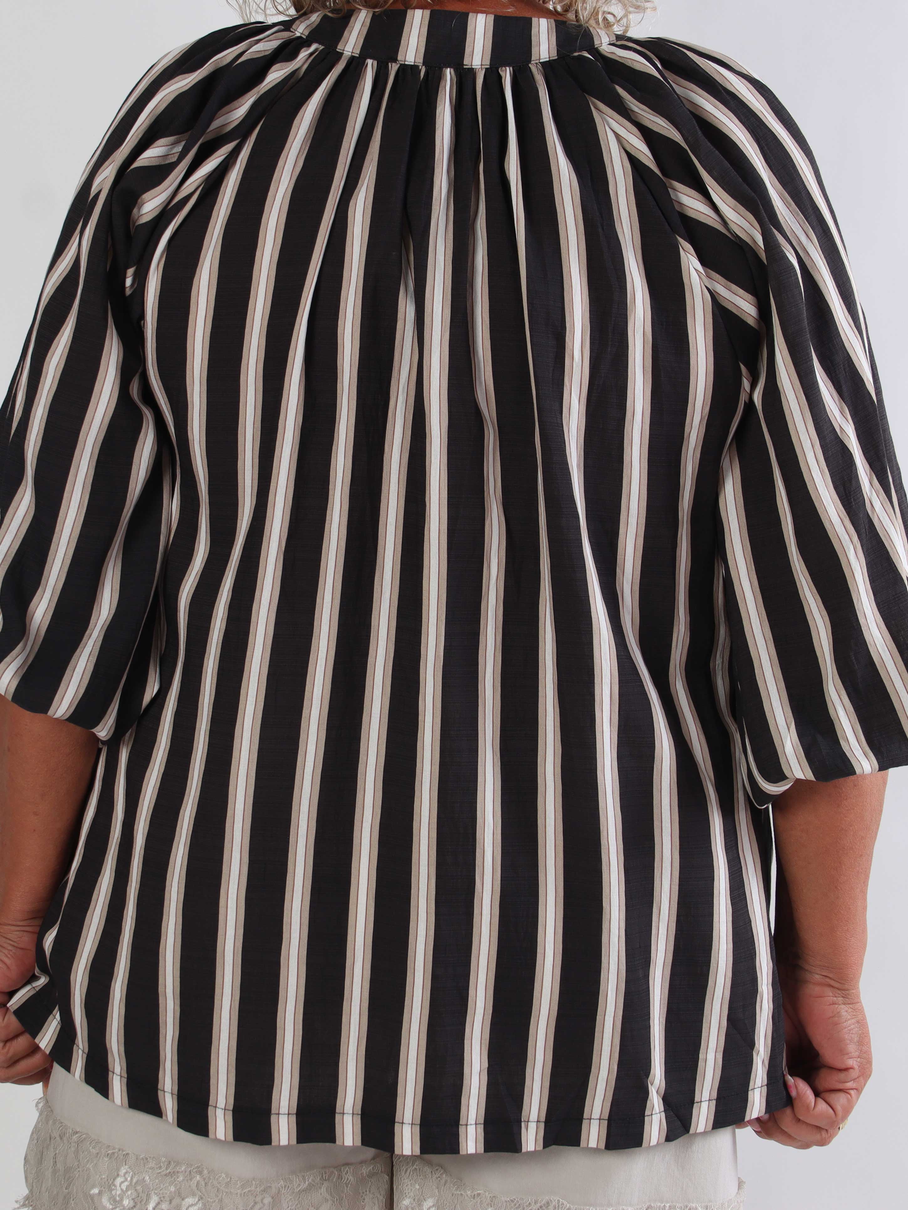 Amidala Shirt - Randig plus size tunika i en lätt viskosblandning med vackra ballongärmar